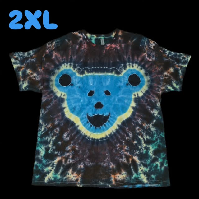 Blue dancing bear ice-dye tee