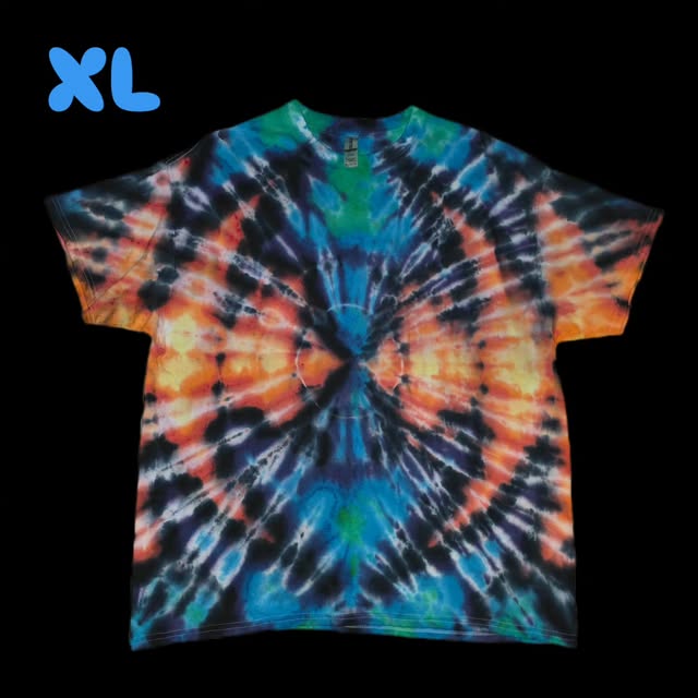 Orange and blue burst ice-dye tee